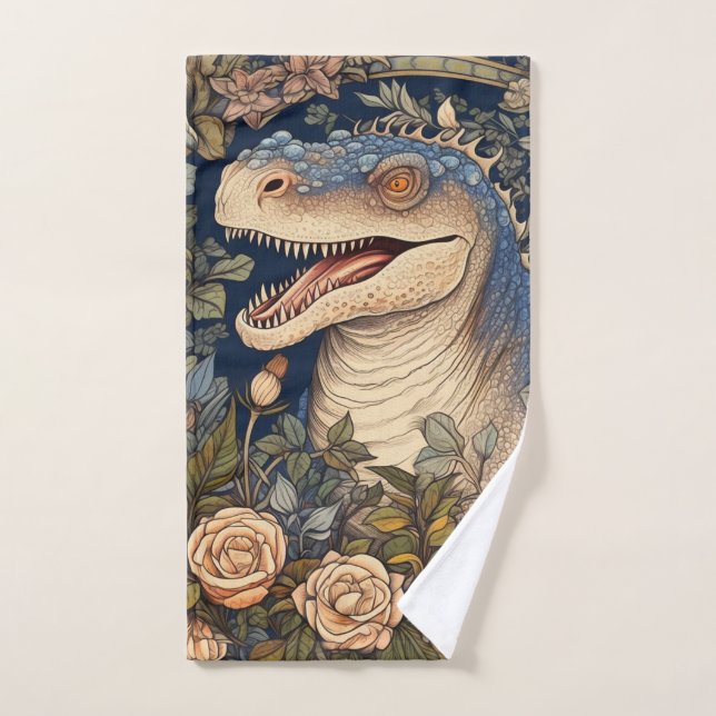 Dinosaurios y flores estilo Art Nouveau (Toalla de mano)