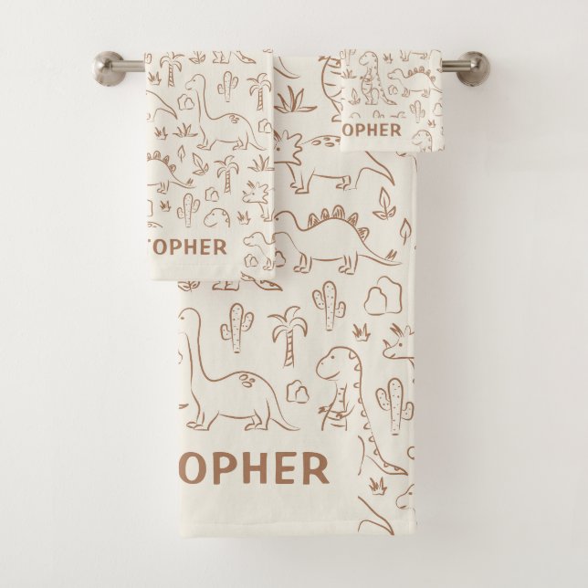 Dinosaurs Boy Name Dino Cute Jungle Boho Beige (In situ)