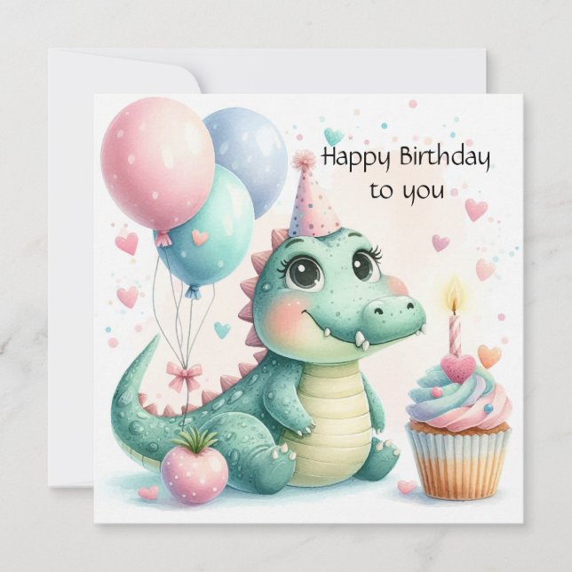 Dinozaur birthday Personalize Custom card (Anverso)