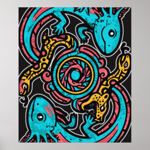 Dios Azteca Xolotl Luchando Arte Tribal de Batalla