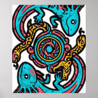 Dios Azteca Xolotl Luchando Arte Tribal de Batalla