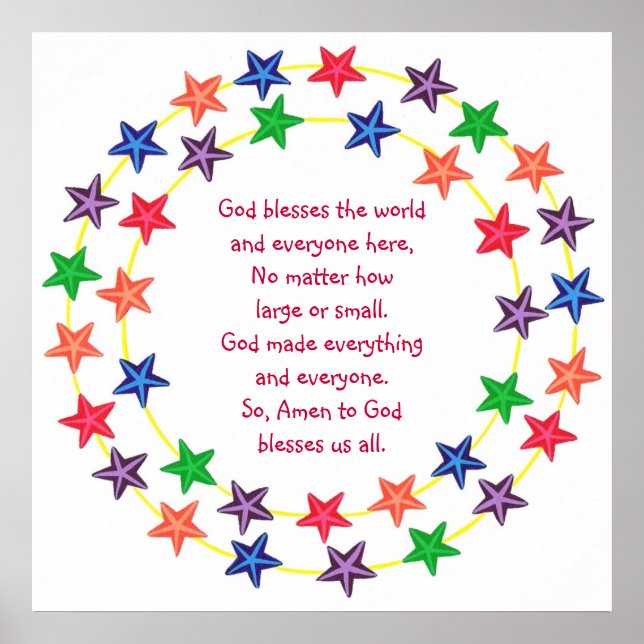 Dios bendice el mundo, Póster de estrellas colorid (Frente)