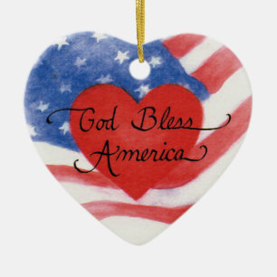 Dios bendiga a Estados Unidos: Ornamento cardíaco