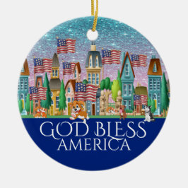 Dios bendiga a Estados Unidos Ornamento cerámico