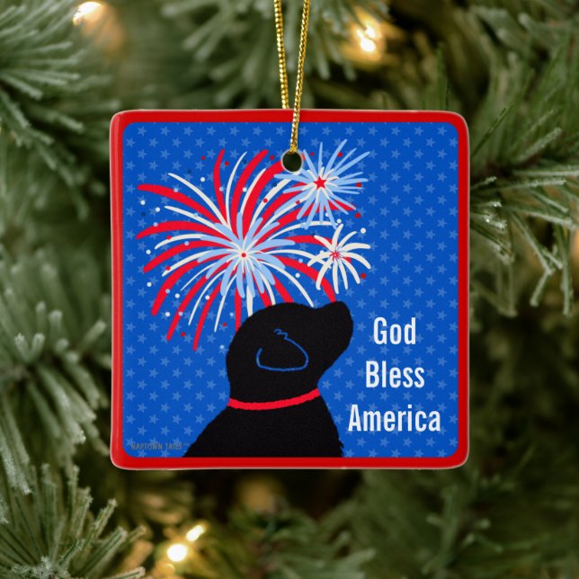 Dios bendiga a Estados Unidos ornamento de fuegos  (Árbol)