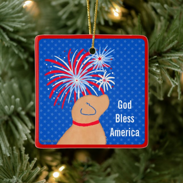 Dios bendiga a Estados Unidos ornamento de fuegos  (Árbol)
