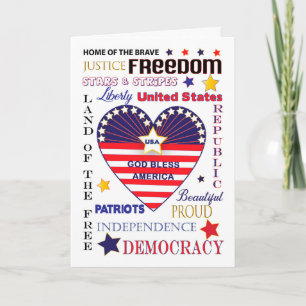 Dios bendiga la tarjeta de bandera del corazón de 