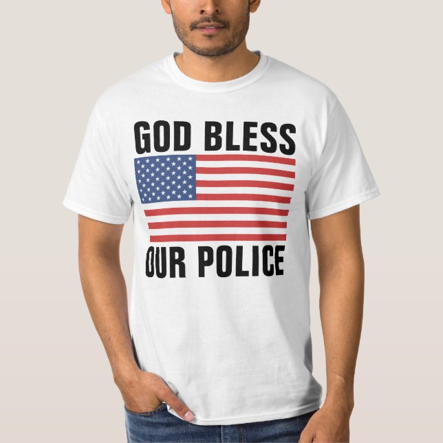 DIOS BENDIGA NUESTRAS CAMISETAS DE LA POLICÍA (Anverso)