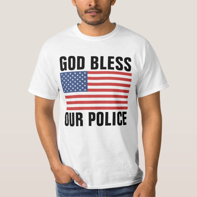 DIOS BENDIGA NUESTRAS CAMISETAS DE LA POLICÍA (Anverso)