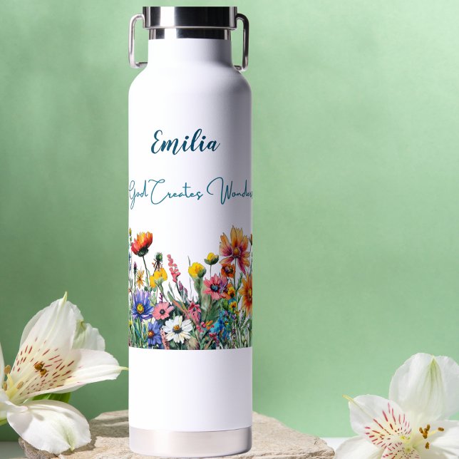 Dios crea maravillas Botella de agua personalizada (God Creates Wonders
a beautiful testament to life's vibrant journey.  Carry it with you wherever you)