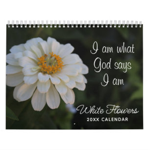 Dios dice que soy calendario floral blanco