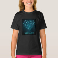 Dios es Amor Camiseta Cristiana de Corazón Geométr