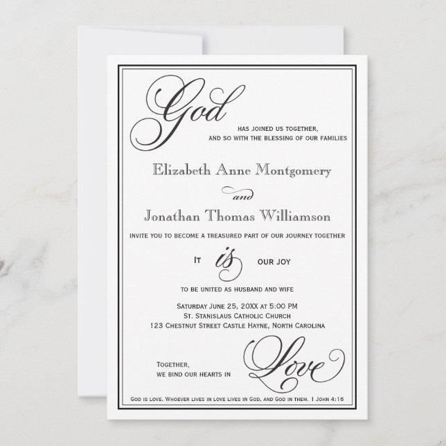 Dios es amor Guión cristiano Invitación a la boda (Anverso)