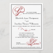 Dios es amor Rojo Guión Real Invitación a la boda