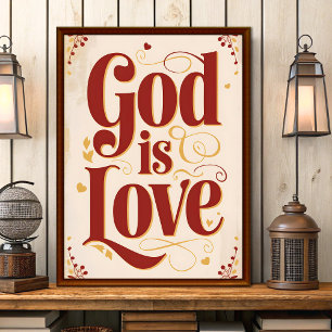 Dios es amor Vintage arte de pared cristiano