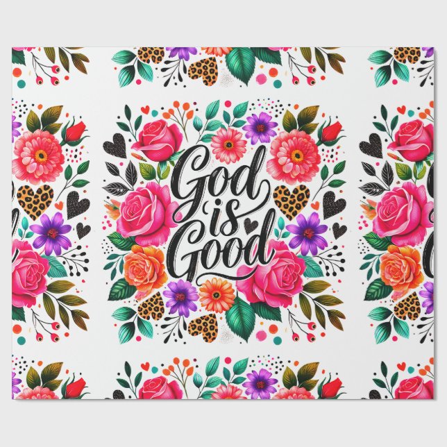 Dios es el buen papel de envolvimiento religioso c (Superficie plana)