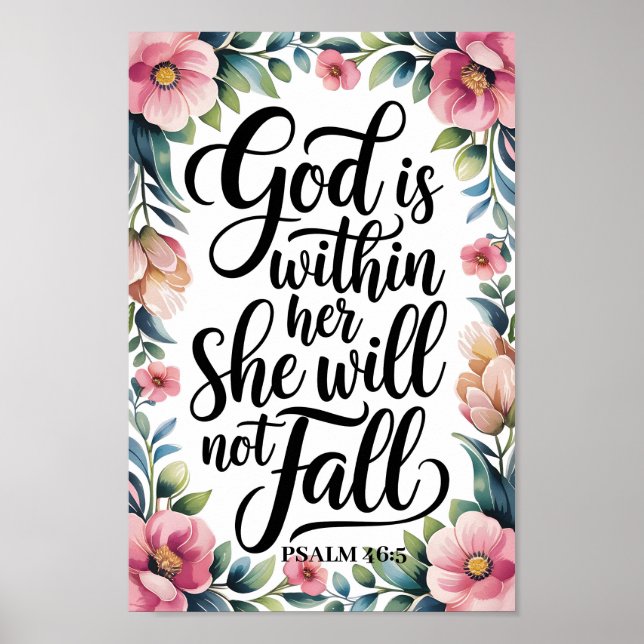 Dios Está Dentro de Ella – Arte de Pared Cristiano (Frente)