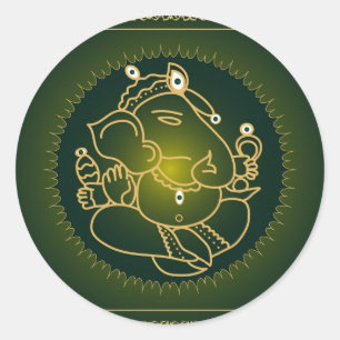 Dios Ganesha en verde - pegatina