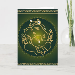 Dios Ganesha en verde - tarjeta