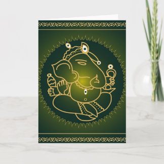 Dios Ganesha en verde - tarjeta