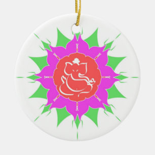 Dios Ganesha y flor - ornamento