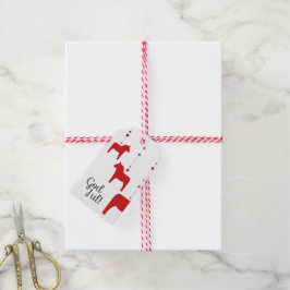 ¡Dios jul! Etiqueta de regalo de caballo de Dala