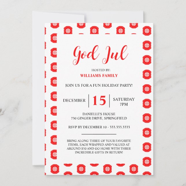 Dios Jul Fiesta de Navidad Patrón de Invitación Al (Anverso)