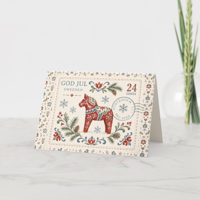 Dios Jul nórdico | Caballo de Navidad Dala sueco (Anverso)