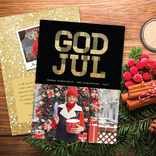 Dios Jul Sueco Feliz Navidad Magnífica Tipografía
