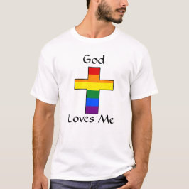 Dios me ama la camiseta de la Cruz Arcoiris LGBTQ
