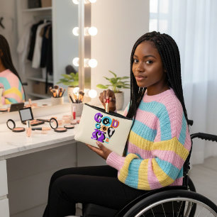 Dios me hizo retro la bolsa cosmética de fe cristi