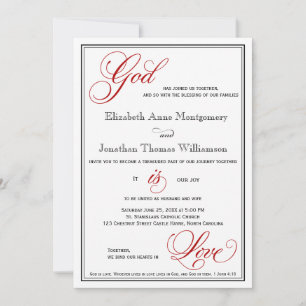 Dios Rojo es amor Invitaciones a la boda cristiana
