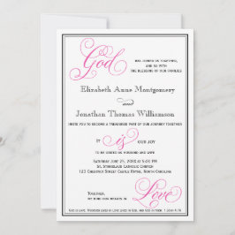 Dios rosa es amor invitación a la boda cristiana