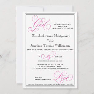 Dios rosa es amor invitación a la boda cristiana