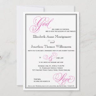Dios rosa es amor invitación a la boda cristiana