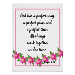 Dios tiene la manera perfecta de Roma 8:28 Poster