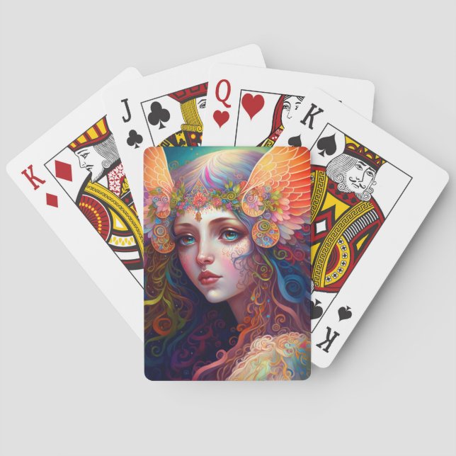 Diosa arcoiris Fantasía Arte Jugando Cartas (Reverso)