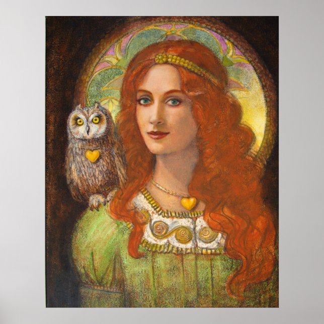 Diosa Athena, mujer y Poster de arte de fantasía d (Frente)