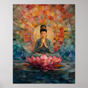 Diosa budista Guanyin arte del mosaico arcoiris