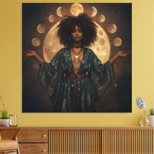 Diosa celestial de arte afro - tela estirada