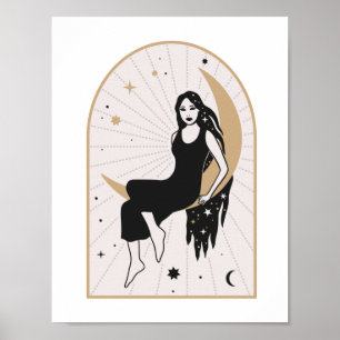 Diosa Celestial Sentada en la Luna Arte Mágico Mís