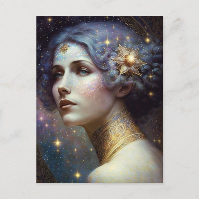 Diosa cósmica Postal artística fantástica (Anverso)