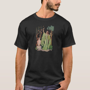 Diosa de la camiseta negra de primavera