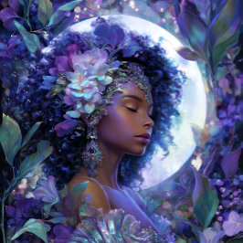 Diosa de la Luna Arte de Fantasía Negro Reina Negr