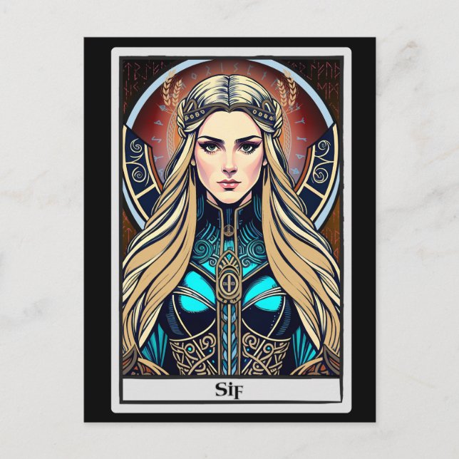 Diosa de la mitología nórdica Postal del Arte Sif (Anverso)