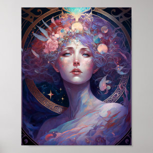 Diosa de la noche Reina Fantasía Poster de arte