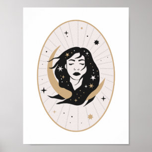 Diosa del cabello fluido celestial Arte místico de
