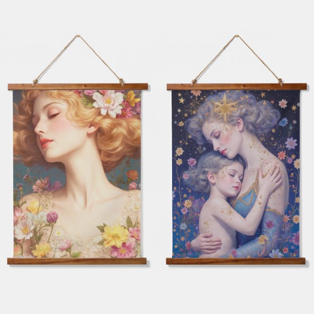 Diosa Floral Romántica – Tapiz de Pared con Tapa d (Doble)