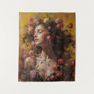 Diosa Floral Soñadora – Arte de Tapiz Romántico pa