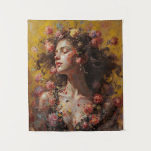 Diosa Floral Soñadora – Arte de Tapiz Romántico pa